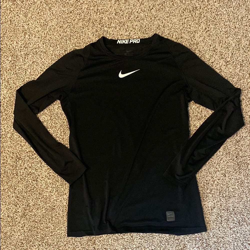 Nike Black Long Sleeve Fitted Jersey Tee